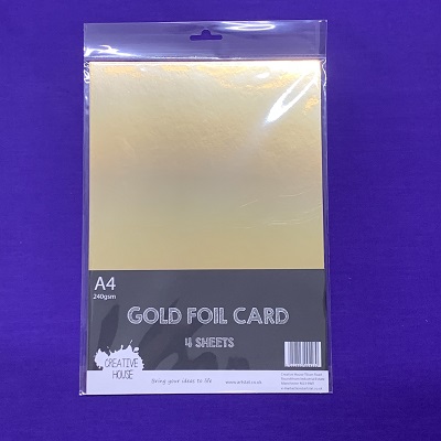 A4 240gsm FOIL CARD GOLD 4 SHEETS 