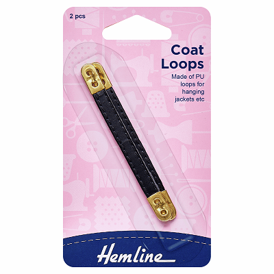 H789 Coat Loops: Leather: Black: 2 Pieces..