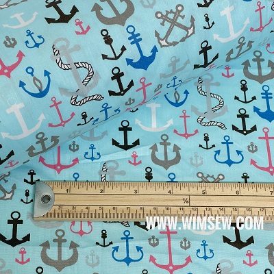 Organitex Printed 100% Cotton Poplin - EC3 OC5 - Sky Nautical