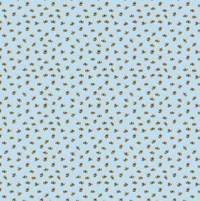 Polycotton Honey Bee Meadow - MINDPC15 Blue