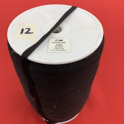 REM 12 - 1 x Roll of 914m of 7mm black cotton tape (2 available)