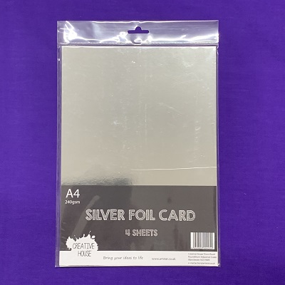 A4 240gsm FOIL CARD SILVER 4 SHEETS