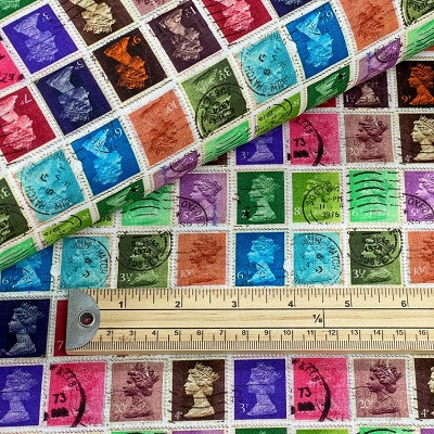 Stamps Cotton Fabric - All Over Vintage Stamps