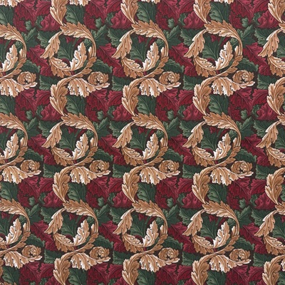 Digitaly Printed Poly-Cotton - Acanthus - Berry - C15 PCD017