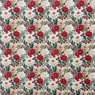 Digitaly Printed Poly-Cotton - Christmas Flowers - C15 PCD043
