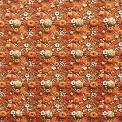 Digitaly Printed Poly-Cotton - Pumpkin Meadow - C15 PCD044
