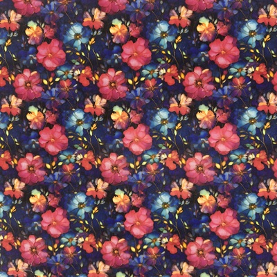 Digitaly Printed Poly-Cotton - Marble Batik Flowers - C15 PCD045