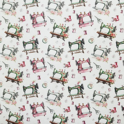 Digitaly Printed Poly-Cotton - Sewing Machines - C15 PCD050