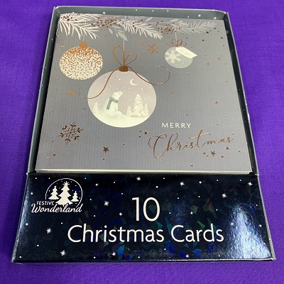 Silver with Baubles Christmas Card - Pack of 10 cards